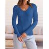imageZESICA Womens Fall Long Sleeve V Neck T Shirts Ribbed Knit Sweater Slim Fit Solid Basic Casual Tee TopsCobalt