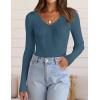 imageZESICA Womens Fall Long Sleeve V Neck T Shirts Ribbed Knit Sweater Slim Fit Solid Basic Casual Tee TopsDarkblue