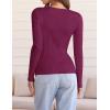 imageZESICA Womens Fall Long Sleeve V Neck T Shirts Ribbed Knit Sweater Slim Fit Solid Basic Casual Tee TopsEggplant