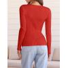 imageZESICA Womens Fall Long Sleeve V Neck T Shirts Ribbed Knit Sweater Slim Fit Solid Basic Casual Tee TopsFirered