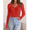 imageZESICA Womens Fall Long Sleeve V Neck T Shirts Ribbed Knit Sweater Slim Fit Solid Basic Casual Tee TopsFirered