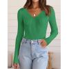imageZESICA Womens Fall Long Sleeve V Neck T Shirts Ribbed Knit Sweater Slim Fit Solid Basic Casual Tee TopsGreen
