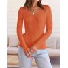 imageZESICA Womens Fall Long Sleeve V Neck T Shirts Ribbed Knit Sweater Slim Fit Solid Basic Casual Tee TopsOrange