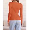 imageZESICA Womens Fall Long Sleeve V Neck T Shirts Ribbed Knit Sweater Slim Fit Solid Basic Casual Tee TopsOrange