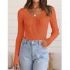 imageZESICA Womens Fall Long Sleeve V Neck T Shirts Ribbed Knit Sweater Slim Fit Solid Basic Casual Tee TopsOrange
