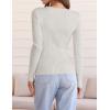 imageZESICA Womens Fall Long Sleeve V Neck T Shirts Ribbed Knit Sweater Slim Fit Solid Basic Casual Tee TopsWhite