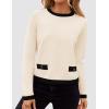 imageZESICA Womens Fall Sweaters 2025 Long Sleeve Crewneck Knit Color Block Lightweight Pullover Tops ClothesApricot