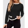 imageZESICA Womens Fall Sweaters 2025 Long Sleeve Crewneck Knit Color Block Lightweight Pullover Tops ClothesBlack