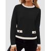 imageZESICA Womens Fall Sweaters 2025 Long Sleeve Crewneck Knit Color Block Lightweight Pullover Tops ClothesBlack