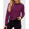 imageZESICA Womens Fall Sweaters 2025 Long Sleeve Crewneck Knit Color Block Lightweight Pullover Tops ClothesEggplant