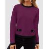 imageZESICA Womens Fall Sweaters 2025 Long Sleeve Crewneck Knit Color Block Lightweight Pullover Tops ClothesEggplant