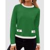 imageZESICA Womens Fall Sweaters 2025 Long Sleeve Crewneck Knit Color Block Lightweight Pullover Tops ClothesGreen