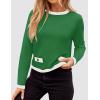imageZESICA Womens Fall Sweaters 2025 Long Sleeve Crewneck Knit Color Block Lightweight Pullover Tops ClothesGreen