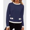 imageZESICA Womens Fall Sweaters 2025 Long Sleeve Crewneck Knit Color Block Lightweight Pullover Tops ClothesNavy
