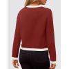 imageZESICA Womens Fall Sweaters 2025 Long Sleeve Crewneck Knit Color Block Lightweight Pullover Tops ClothesRust