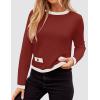 imageZESICA Womens Fall Sweaters 2025 Long Sleeve Crewneck Knit Color Block Lightweight Pullover Tops ClothesRust