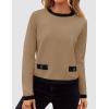 imageZESICA Womens Fall Sweaters 2025 Long Sleeve Crewneck Knit Color Block Lightweight Pullover Tops ClothesToffee