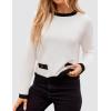 imageZESICA Womens Fall Sweaters 2025 Long Sleeve Crewneck Knit Color Block Lightweight Pullover Tops ClothesWhite