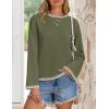 imageZESICA Womens Oversized Long Sleeve Sweaters Fall Crewneck Color Block Loose Ribbed Knit Pullover TopsArmygreen