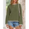 imageZESICA Womens Oversized Long Sleeve Sweaters Fall Crewneck Color Block Loose Ribbed Knit Pullover TopsArmygreen