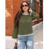 imageZESICA Womens Oversized Long Sleeve Sweaters Fall Crewneck Color Block Loose Ribbed Knit Pullover TopsArmygreen