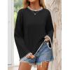 imageZESICA Womens Oversized Long Sleeve Sweaters Fall Crewneck Color Block Loose Ribbed Knit Pullover TopsBlack