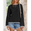imageZESICA Womens Oversized Long Sleeve Sweaters Fall Crewneck Color Block Loose Ribbed Knit Pullover TopsBlack