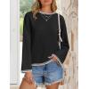 imageZESICA Womens Oversized Long Sleeve Sweaters Fall Crewneck Color Block Loose Ribbed Knit Pullover TopsBlack