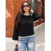 imageZESICA Womens Oversized Long Sleeve Sweaters Fall Crewneck Color Block Loose Ribbed Knit Pullover TopsBlack