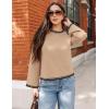 imageZESICA Womens Oversized Long Sleeve Sweaters Fall Crewneck Color Block Loose Ribbed Knit Pullover TopsCamel