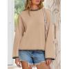 imageZESICA Womens Oversized Long Sleeve Sweaters Fall Crewneck Color Block Loose Ribbed Knit Pullover TopsCamel