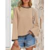 imageZESICA Womens Oversized Long Sleeve Sweaters Fall Crewneck Color Block Loose Ribbed Knit Pullover TopsCamel