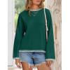imageZESICA Womens Oversized Long Sleeve Sweaters Fall Crewneck Color Block Loose Ribbed Knit Pullover TopsDarkgreen