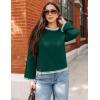 imageZESICA Womens Oversized Long Sleeve Sweaters Fall Crewneck Color Block Loose Ribbed Knit Pullover TopsDarkgreen