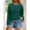imageZESICA Womens Oversized Long Sleeve Sweaters Fall Crewneck Color Block Loose Ribbed Knit Pullover TopsDarkgreen