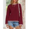 imageZESICA Womens Oversized Long Sleeve Sweaters Fall Crewneck Color Block Loose Ribbed Knit Pullover TopsDarkred