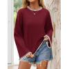 imageZESICA Womens Oversized Long Sleeve Sweaters Fall Crewneck Color Block Loose Ribbed Knit Pullover TopsDarkred