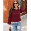 imageZESICA Womens Oversized Long Sleeve Sweaters Fall Crewneck Color Block Loose Ribbed Knit Pullover TopsDarkred