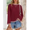 imageZESICA Womens Oversized Long Sleeve Sweaters Fall Crewneck Color Block Loose Ribbed Knit Pullover TopsDarkred