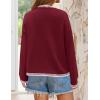 imageZESICA Womens Oversized Long Sleeve Sweaters Fall Crewneck Color Block Loose Ribbed Knit Pullover TopsDarkred