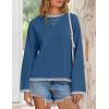 imageZESICA Womens Oversized Long Sleeve Sweaters Fall Crewneck Color Block Loose Ribbed Knit Pullover TopsDustyblue