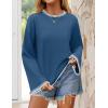 imageZESICA Womens Oversized Long Sleeve Sweaters Fall Crewneck Color Block Loose Ribbed Knit Pullover TopsDustyblue