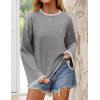 imageZESICA Womens Oversized Long Sleeve Sweaters Fall Crewneck Color Block Loose Ribbed Knit Pullover TopsGrey