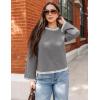 imageZESICA Womens Oversized Long Sleeve Sweaters Fall Crewneck Color Block Loose Ribbed Knit Pullover TopsGrey