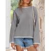 imageZESICA Womens Oversized Long Sleeve Sweaters Fall Crewneck Color Block Loose Ribbed Knit Pullover TopsGrey