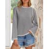imageZESICA Womens Oversized Long Sleeve Sweaters Fall Crewneck Color Block Loose Ribbed Knit Pullover TopsGrey