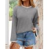 imageZESICA Womens Oversized Long Sleeve Sweaters Fall Crewneck Color Block Loose Ribbed Knit Pullover TopsGrey