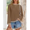 imageZESICA Womens Oversized Long Sleeve Sweaters Fall Crewneck Color Block Loose Ribbed Knit Pullover TopsKhaki