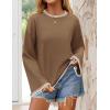 imageZESICA Womens Oversized Long Sleeve Sweaters Fall Crewneck Color Block Loose Ribbed Knit Pullover TopsKhaki