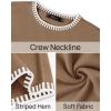 imageZESICA Womens Oversized Long Sleeve Sweaters Fall Crewneck Color Block Loose Ribbed Knit Pullover TopsKhaki